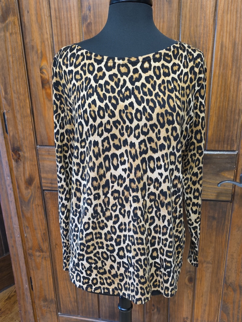 Chico's Leopard Print Long Sleeve Leopard Sweater - Size L